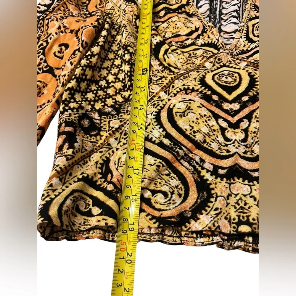 Free People Wild And Free Blouse Orange Black Combo NWOT Size M